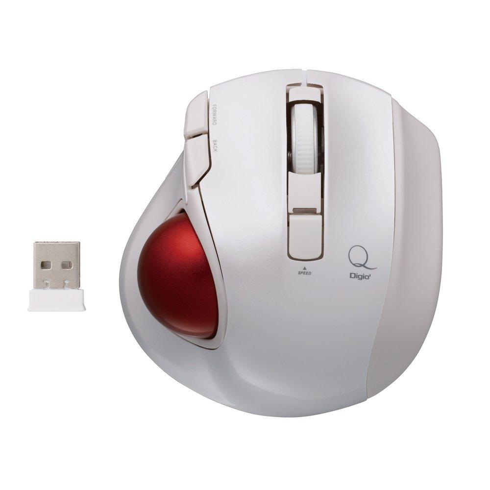 Nakabayashi Digio2 Trackball Mouse, Compact, 2.4GHz Wireless, 5 Buttons, White, Z8364