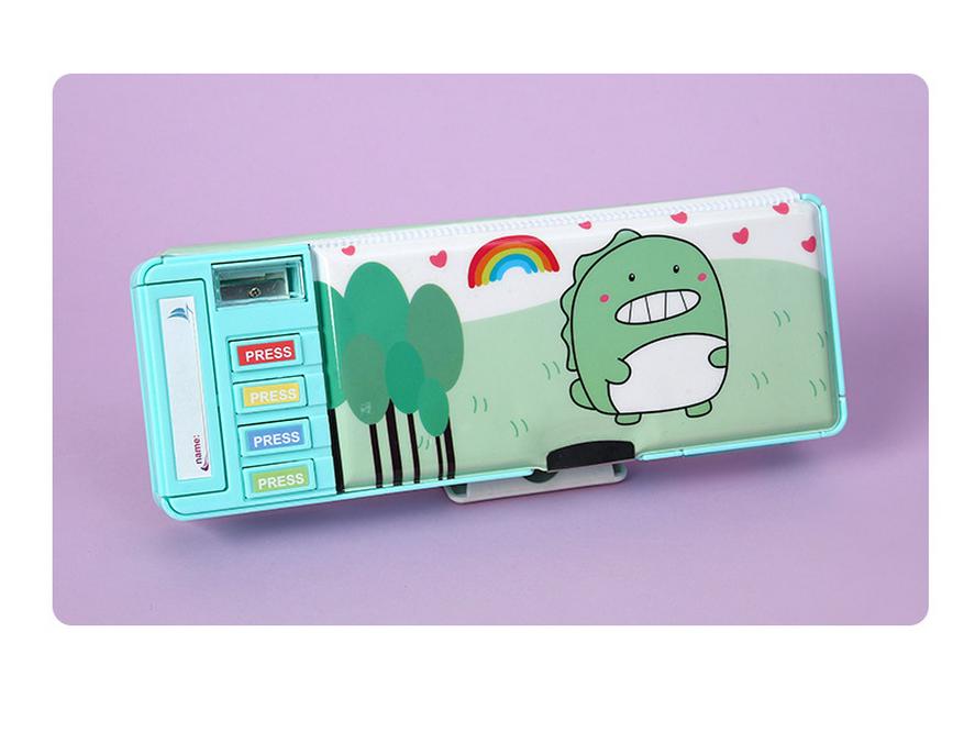 Multifunctional Cartoon Astronaut Pencil Box - Large Capacity, Double Layer Stationery for Elementary Students, Boys & Girls.