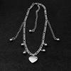 Punk Tassel Heart Pendant Necklace for Women Girls Gothic Sweet Cool Coarse Clavicle Chains Y2k Accessories Jewelry
