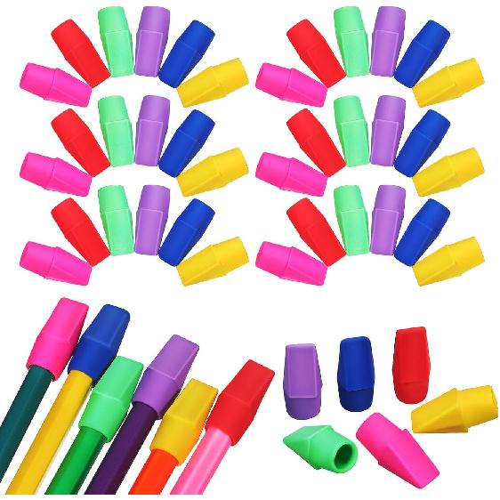 Ciieeo 120Pcs Cap Erasers for Pencils Toppers Erasers Mixed Color Pencil Top Erasers Stationery Supplies for and Teachers