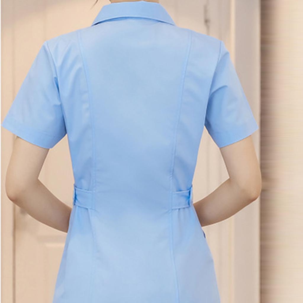Women's Fashion Up And Down Round Neck Short Sleeve Solid Color  Uniform Dresses