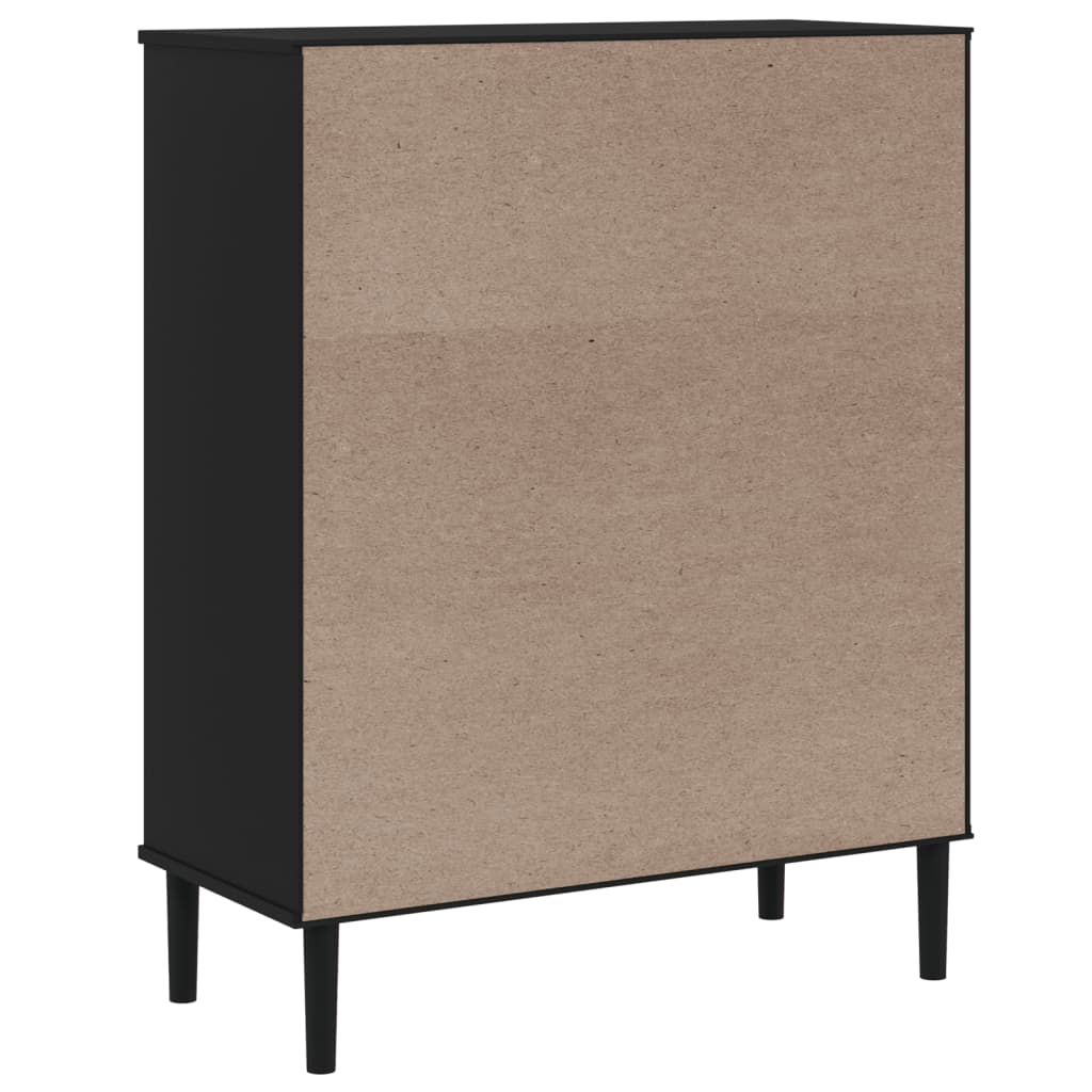Vidaxl Szafka Senja, Imitacja Rattanu, Czarna, 90X40X112 Cm, Sosnowa