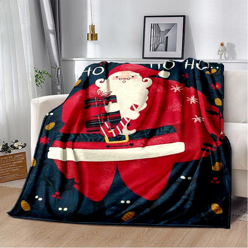 Cartoon Santa Claus Merry Christmas Tree Kid Gift  Soft Plush Blanket,Flannel Blanket Throw Blanket for Living Room Bedroom Sofa
