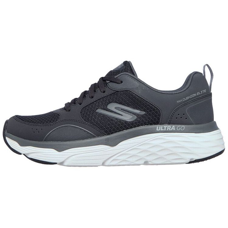 Skechers Max Cushioning Elite Rivalry Men Black Low Top Training Shoes Versatile Wear Resistant 220062-BKGY 43.5