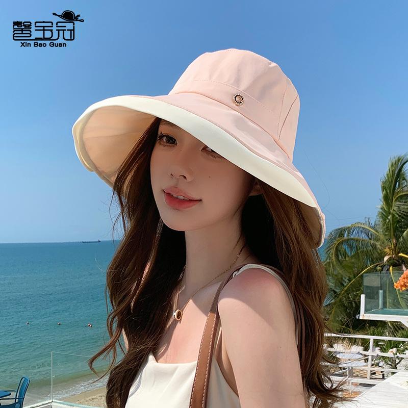 8486 new spring and summer eaves sunshade bucket hat fashion hat women's outdoor versatile sunscreen sun hat
