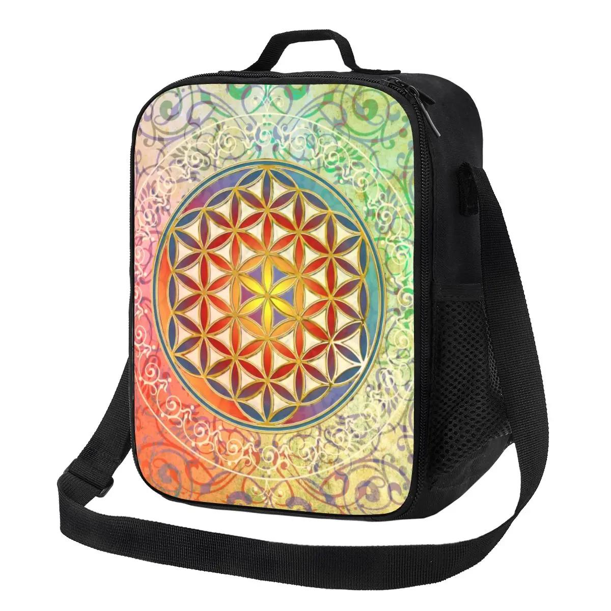 

Цветок Жизни Винтажная Геометрическая Изолированная Сумка-Холодильник Мандала Портативный Охладитель Термоконтейнер Для Еды Ланч-Бокс Для Отдыха На Природе Кемпинг Путешествия 26.5x20x11.5CM бежевый