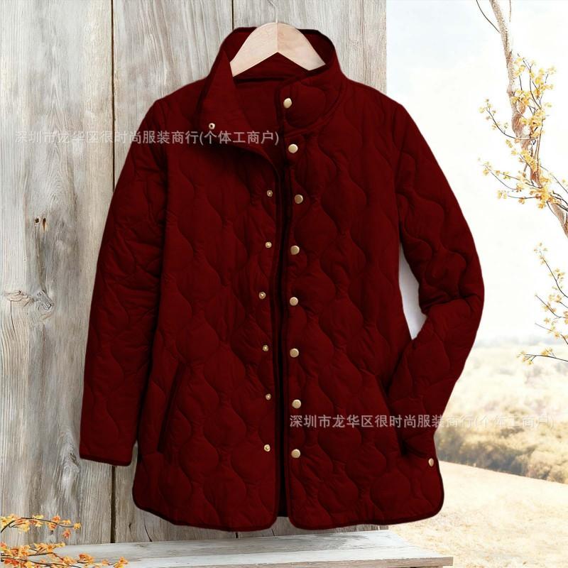 2026 Womens Solid Color Loose Fit Casual Warm Cotton Jacket Coat