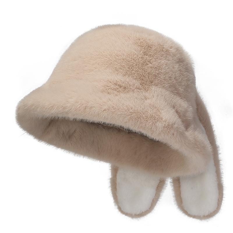 Winter Fisherman Hat Big Rabbit Ears Outdoor Cold-Proof Velvet Thick Ear Protection Basin Cap