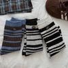 Ladies Autumn Winter Thickened Warm Button Striped Wool Mid Barrel Pile Socks