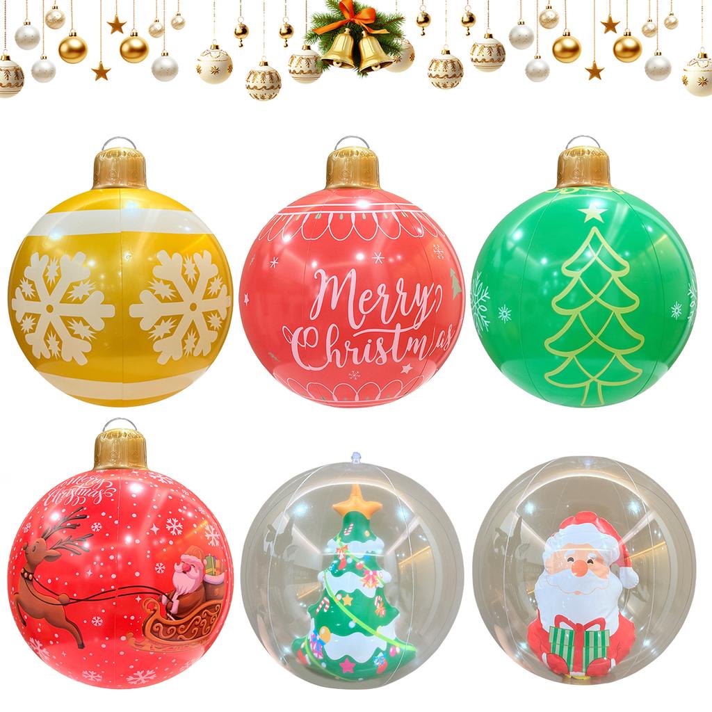 24 Inch Inflatable Christmas Ball Outdoor Christmas Decorations New Years Christmas Ornaments Holiday Yard Lawn Porch Decor