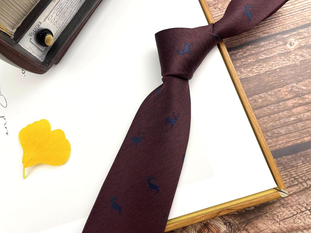 Men'S Retro Tie Dark Red Pattern British 8Cm High-End Formal Dress Casual, Professional Business Striped Wedding Tide