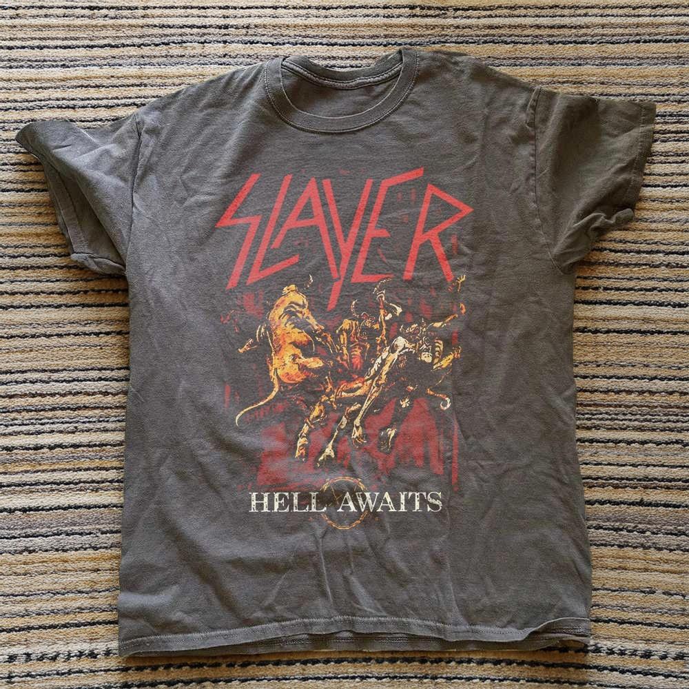 Slayer Hell Awaits Thrash Metal Album Cover Band T-Shirt Unisex T-Shirt