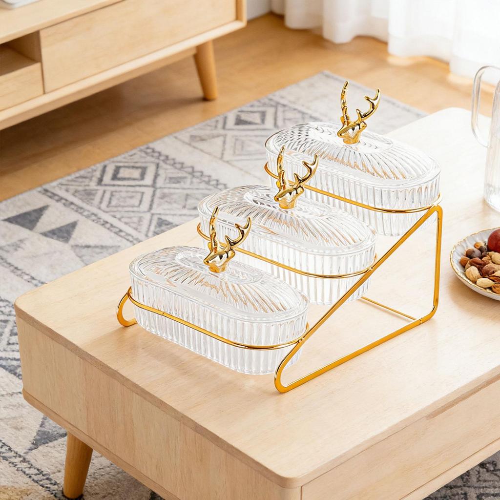 Dried Fruit Dish Food Storage Tray with Rack Nordic Platter 3 Tier Nuts Tray Appetizer Tray for Cupcake Cookies Living Room