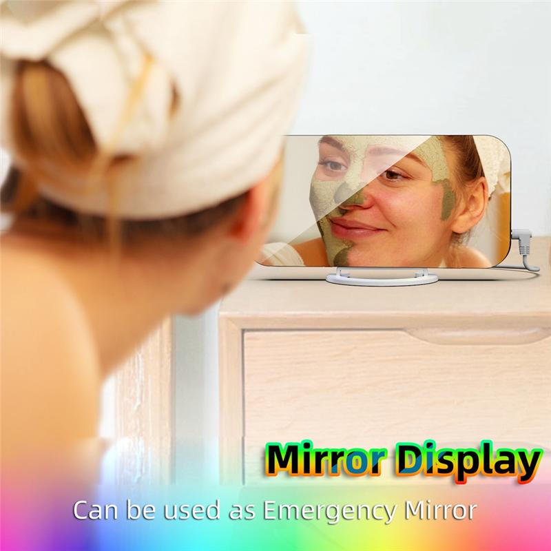 ABGR-Digital Alarm Clock RGB Colorful Large Screen Display Smart Mirror Alarm Clock Date Display For Room Decoration