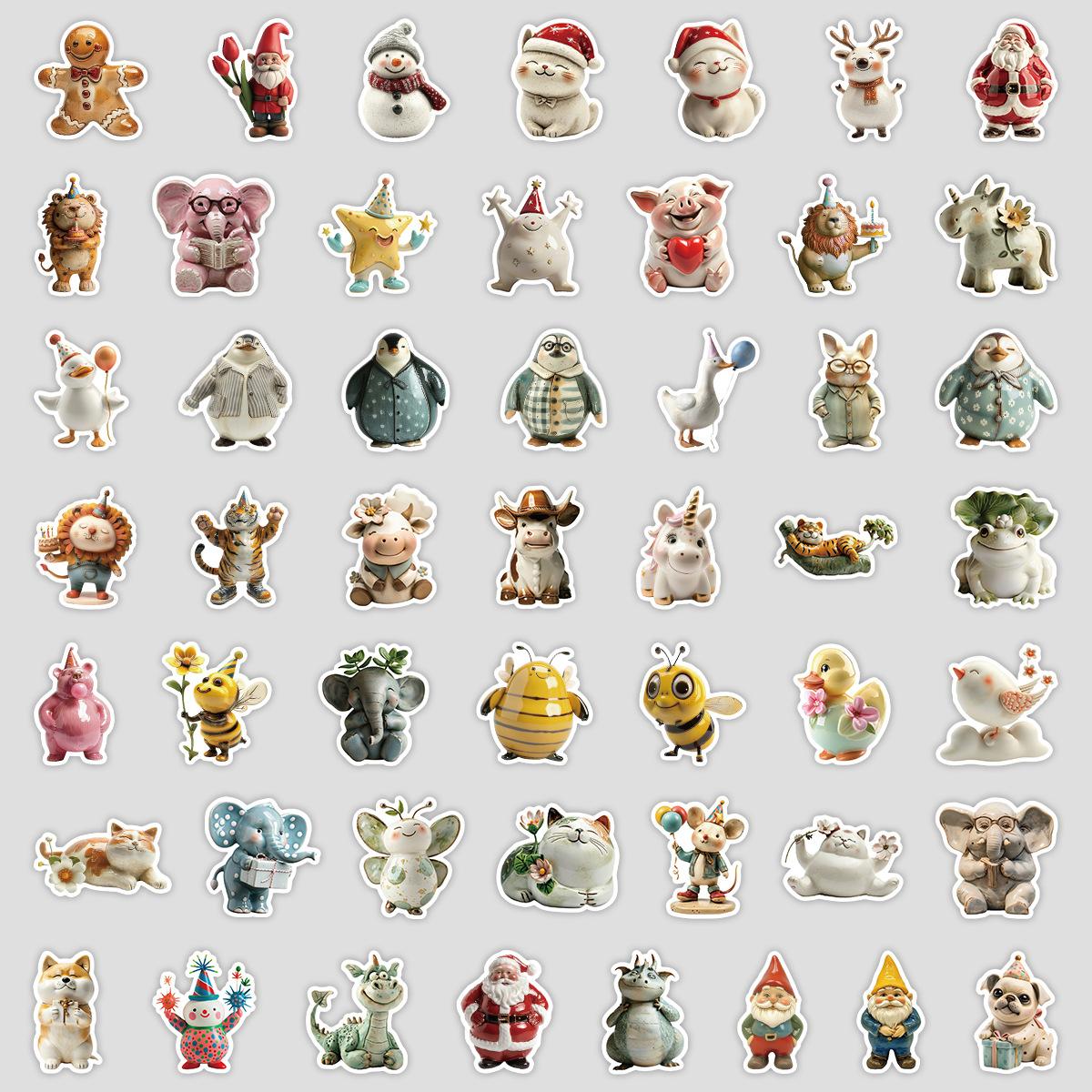 

50 Pieces of Retro Style Ceramic Graffiti Stickers Creative Ceramic Stickers Mobile Water Cup Hand Account DIY Decorative Stickers