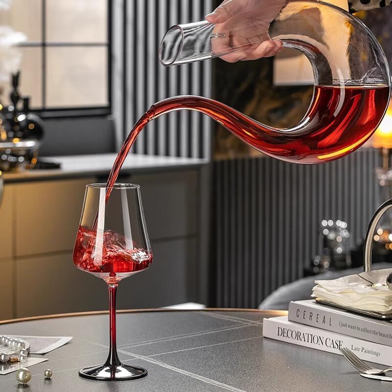 CRISTALGLASS Large Capacity Crystal Glass Red Wine Glass Set, 425ml, Pair of Large-Bellied Stemmed Wine Glasses for Home Use