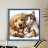 Vollstickerei Öko-Baumwollgarn 11CT Gedrucktes Katzen-Hunde-Kreuzstich-Set 40x40cm
