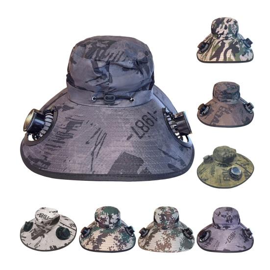Yousheng Fan Cap Wide Brim Sun Protection Hat with Dual Power Supply Fans Solar USB Charging Built-in Battery Outdoor Cooling