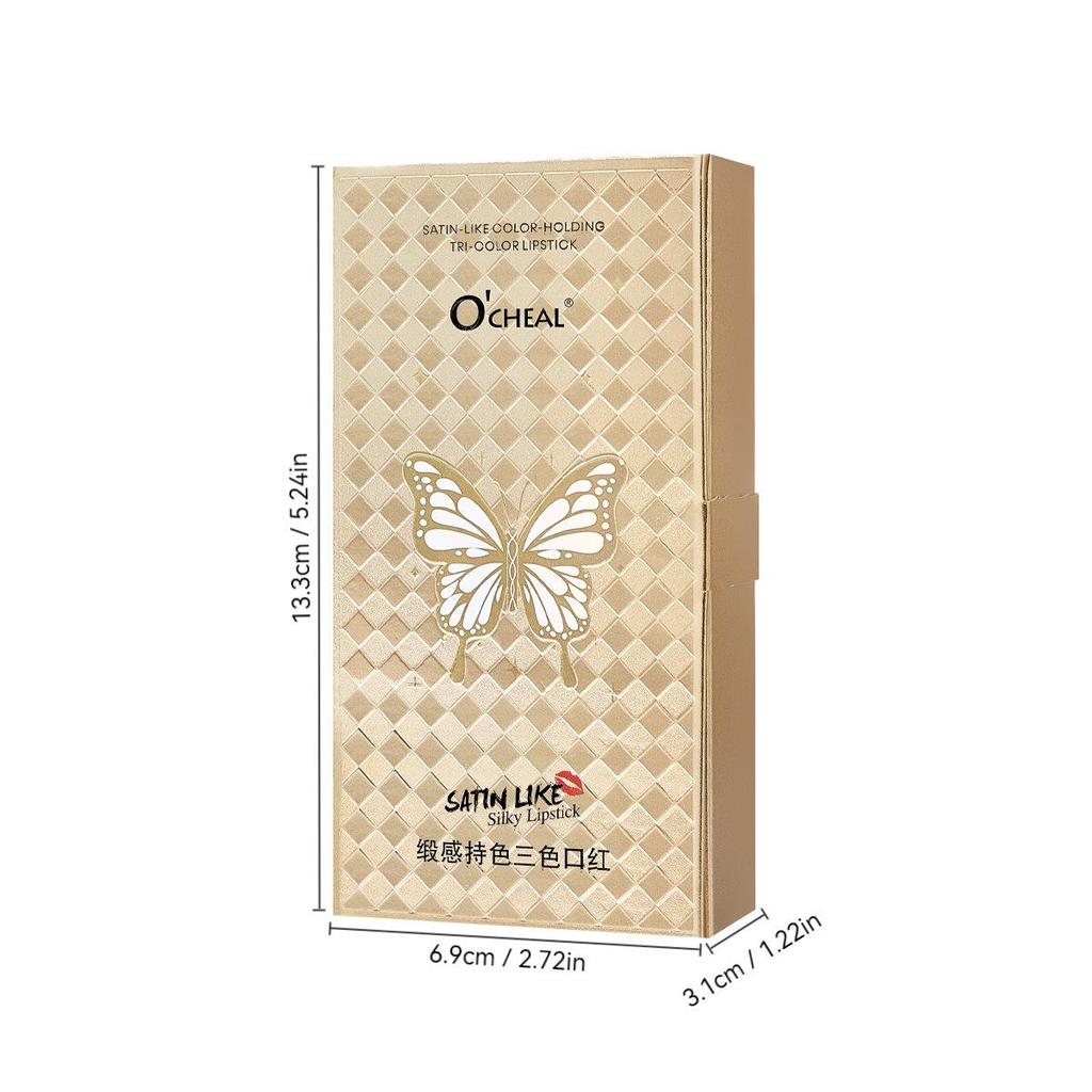 A Three-color Lipstick Matte Velvet Matte Moisturizing And Non-stick Lipstick That Is Not Easy To Take Off Makeup