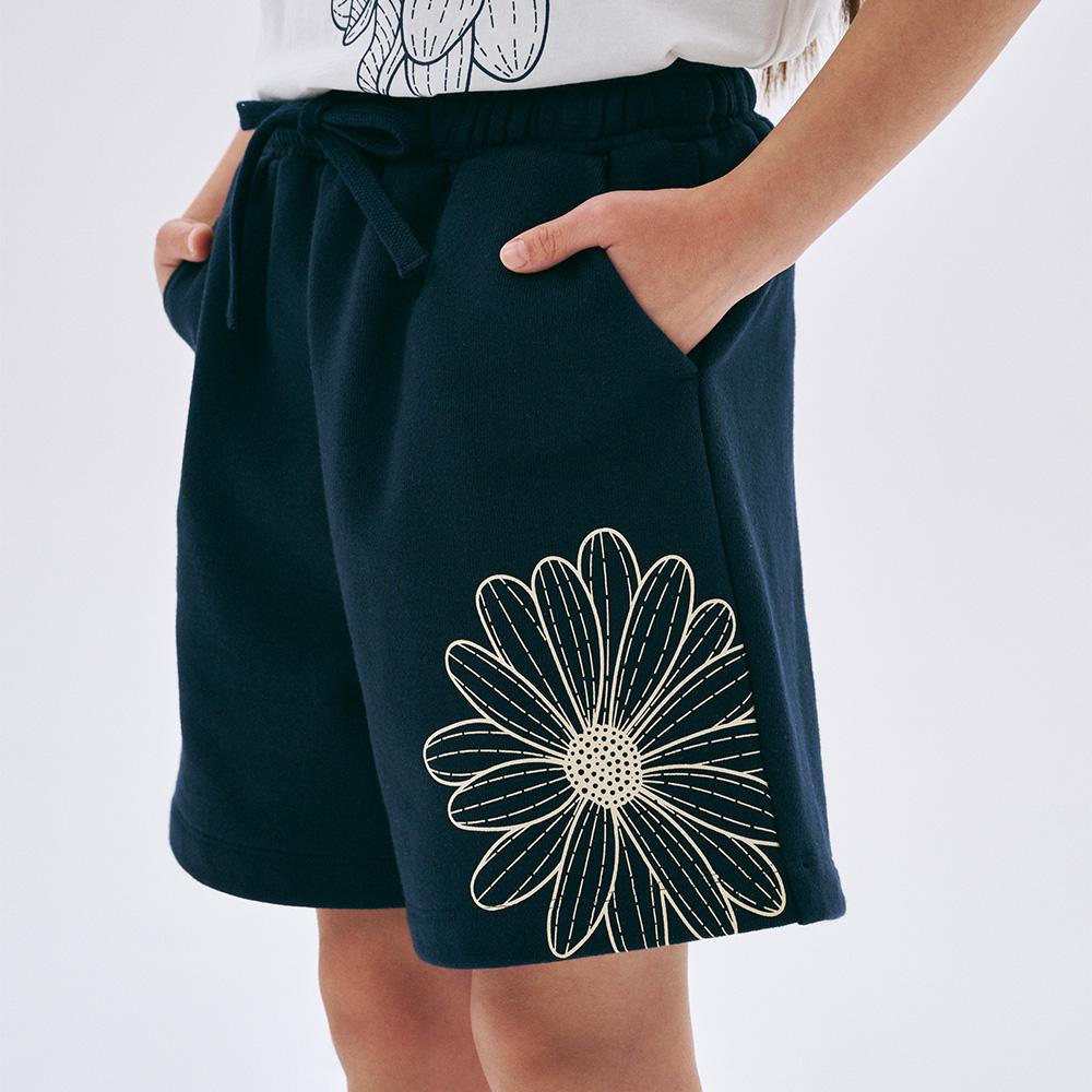 [mardimercredi] KIDS SWEAT SHORTS FLOWER_NAVY CREAM
