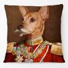 European Oil Painting Royal Court Cat Pug Dog With Costume Print Cushion Cover Pillow Case