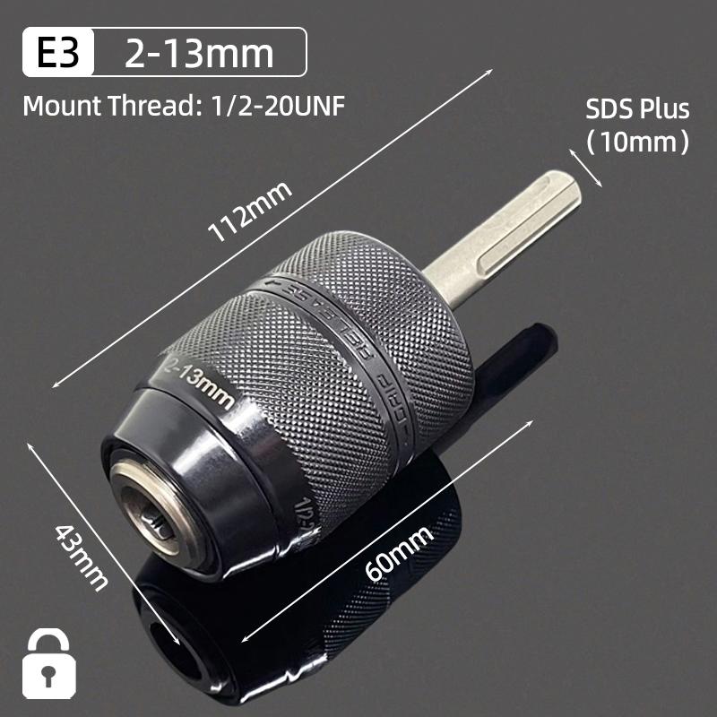 1/2"-20UNF Drill Chuck 2-13MM/1.5-10MM Quick Change 1/4" Hex Shank/SDS /1/2" Square Socket Adapter For Wrench Conversion Tools