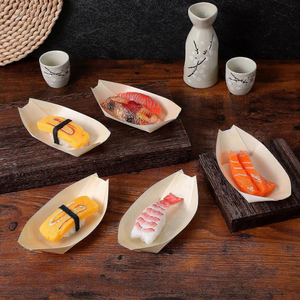 Wooden Tableware Snack Containers Made of Composite Material Beige Friendly Biodegradable 50 Pieces