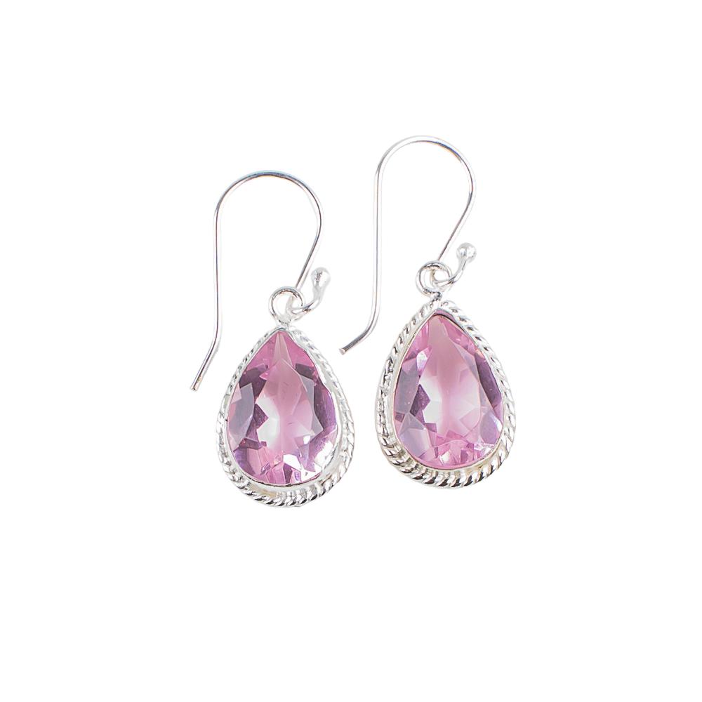 Morganite Gemstone 925 Sterling Silver Handmade Jewelry Earrings 1.40" For Gift EE-9-11