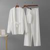 Women's Trendy Casual Wool Three-Piece Suit: Knitted Cardigan, Suspenders, and Wide-Leg Pants.
