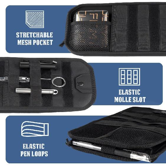 Car Sun Visor Organizer, Multi-Pocket Visor Organizer Storage Pouch With Zippers, Elastic Bands & Glasses Clip, Car Visor Accessories