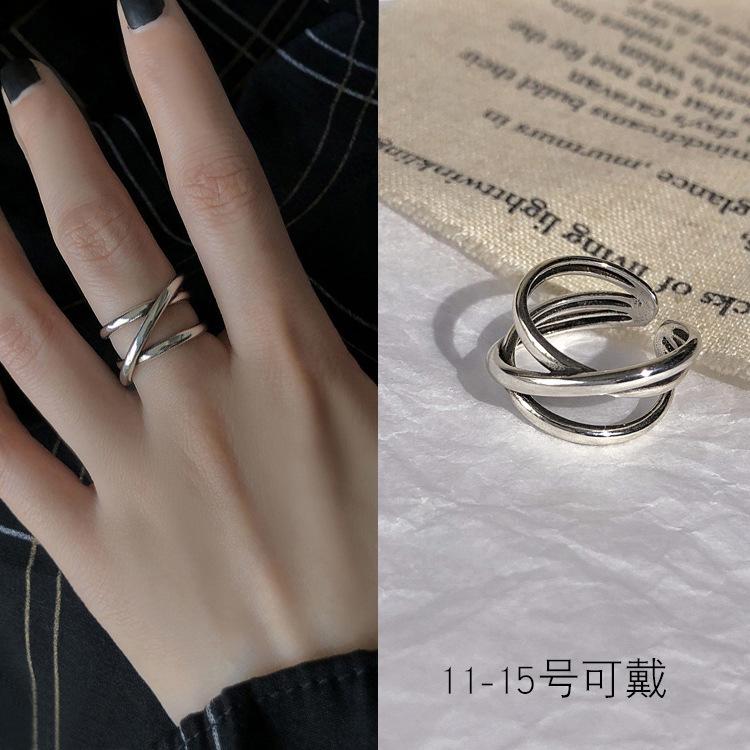 Style Korean Trendy 925 Silver Ring For Women Open Adjustable Finger Jewelry Elegant