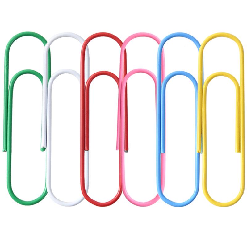 100mm Extra Velké Kancelářské Svorky v Barvě Macarons, Plastem Potažené, 10cm Ohýbaný Design