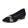 Low-heeled rhinestone single shoes women's autumn new matte small leather shoes medium heel pointed temperament work commuter women's shoes