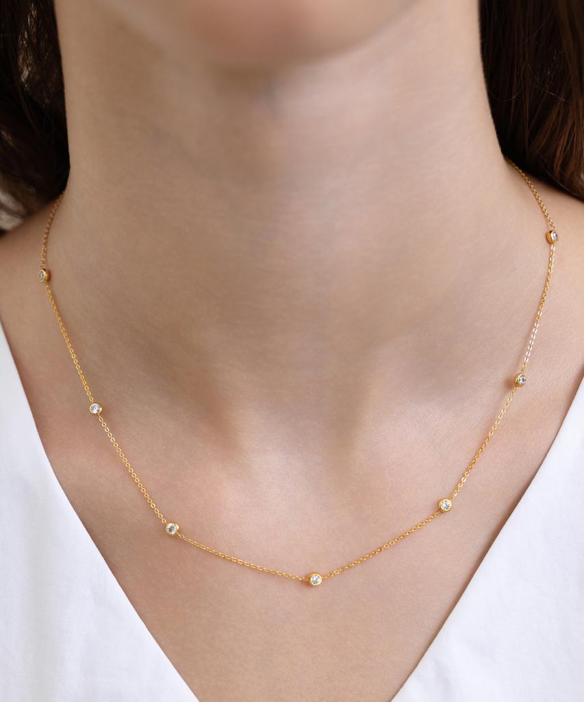 Tatiana (Silver 925) Bezel Line Necklace Nz2524