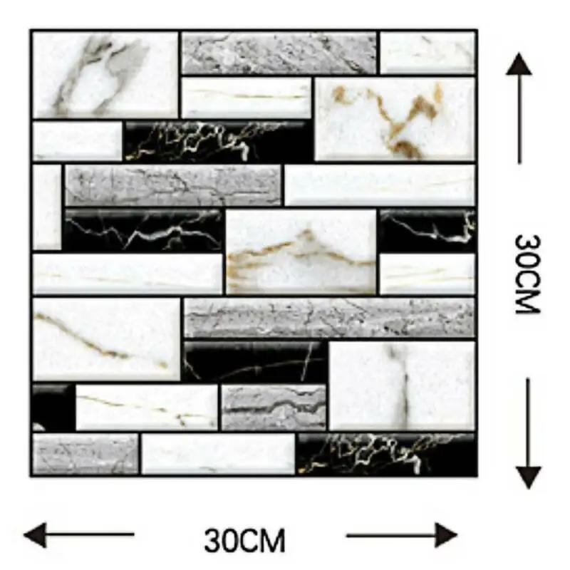 10Pcs Self Adhesive Tile Wall Sticker Home Decor 3D Pvc Sticker Covers For Kitchen Cupboard Bathroom Waterproof Wallpaper