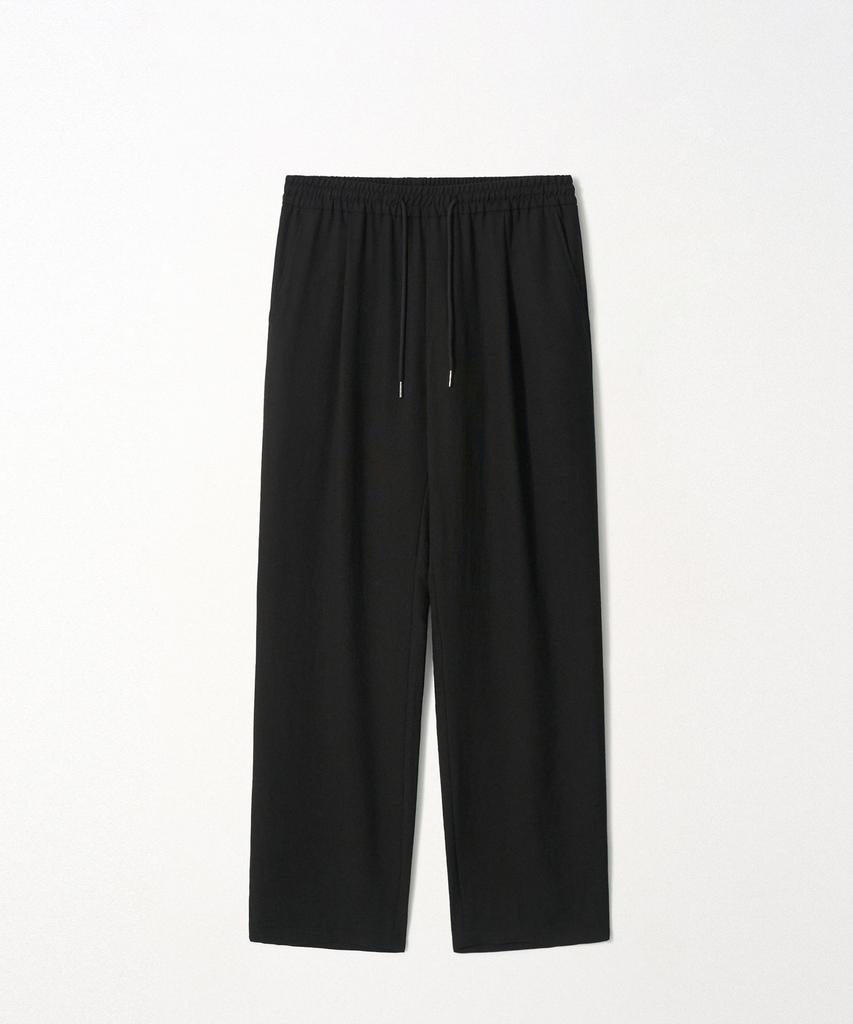 EZIO Relaxed Pin-Tuck Wide Banding Pants_Balck