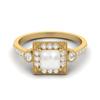 1.27 Cts Pearl Square Shape Solitaire 925 Sterling Silver Gold Vermeil Wedding Women Ring