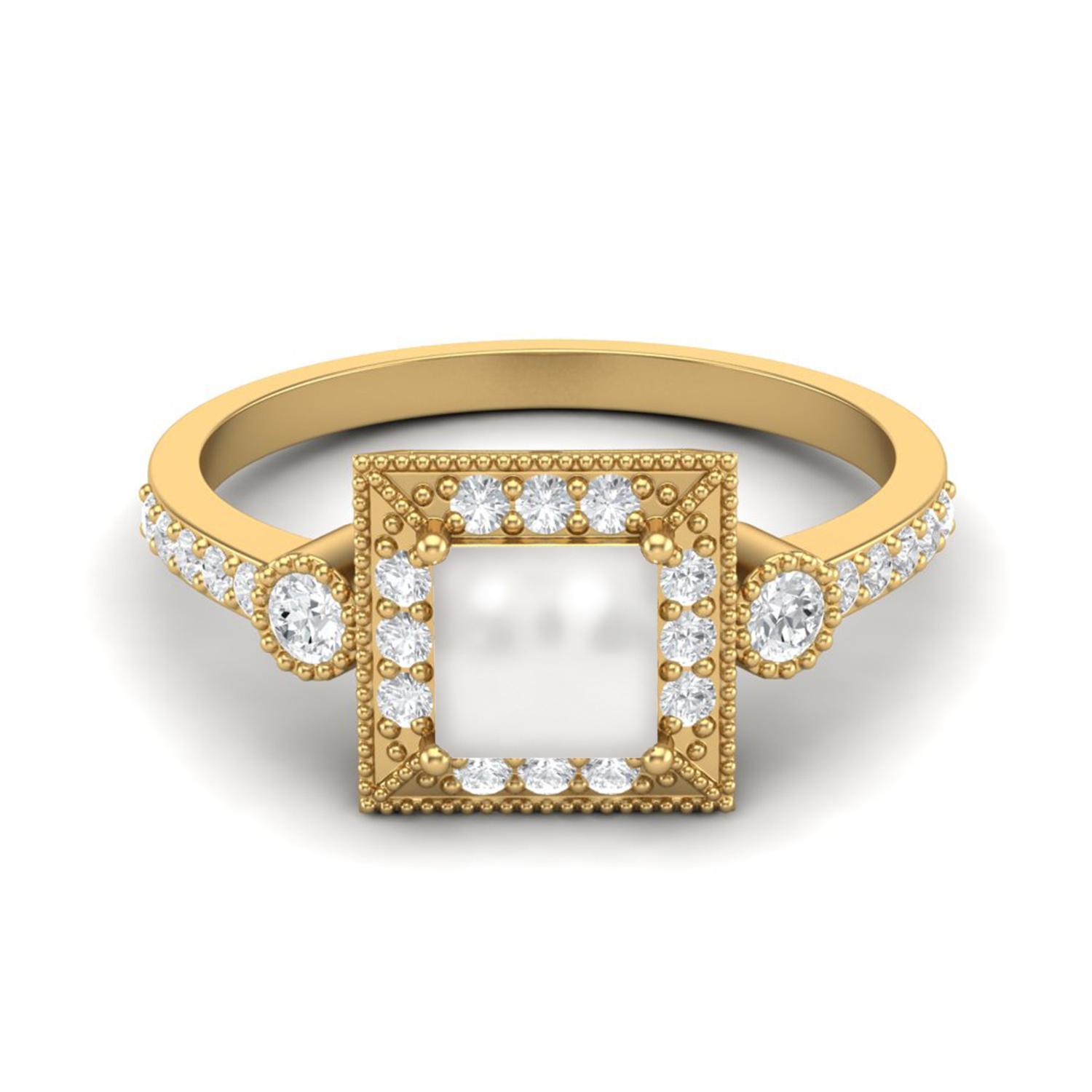 

1.27 Cts Pearl Square Shape Solitaire 925 Sterling Silver Gold Vermeil Wedding Women Ring 6 жёлтый