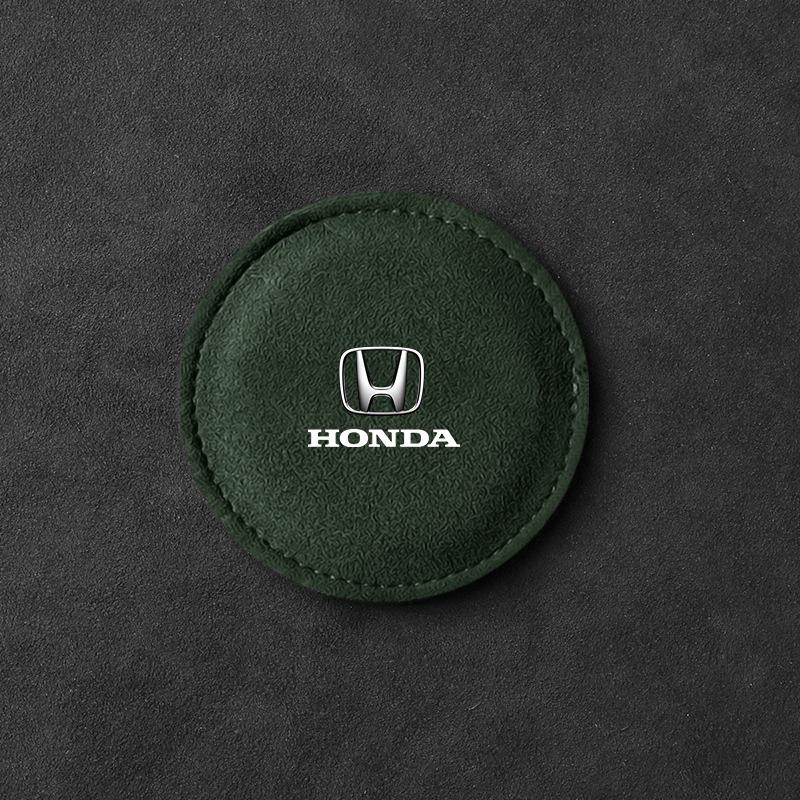 Car Cup Holder Pad PU Leather Slot Non-slip Coaster Mat Emblem for Honda Jazz Insight Civic Xrv Hrv Crv Brv City Accord Fit Pilot Odyssey