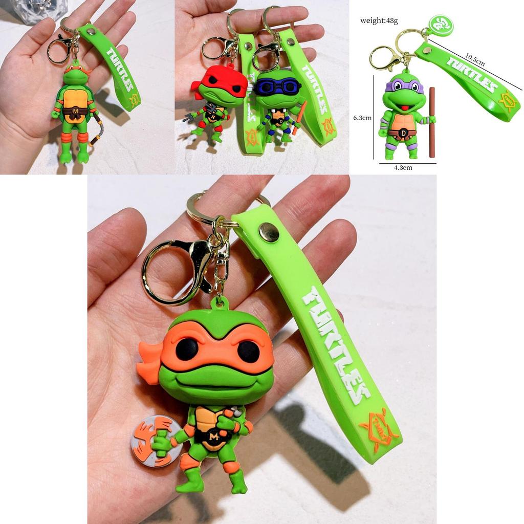 Kleurrijke PVC Ninja Turtles Sleutelhanger Schattige Siliconen Tassenhanger Voor Kinderen Cadeaus