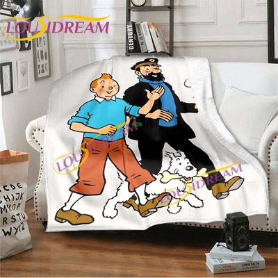 The Adventures of Tintin Blanket Flannel Blankets 3D Cartoon Print Blankets Adults Children Bedspread Throw Blankets Sofa Decor