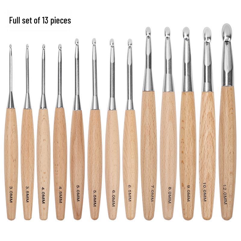 Premium Wooden Handle Crochet Hook - Handmade Knitting Tool for Sweaters and Thick Yarn