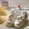 Summer new Japanese jk heightening French versatile Mary Jane single shoes bow thick high heel small leather shoes women