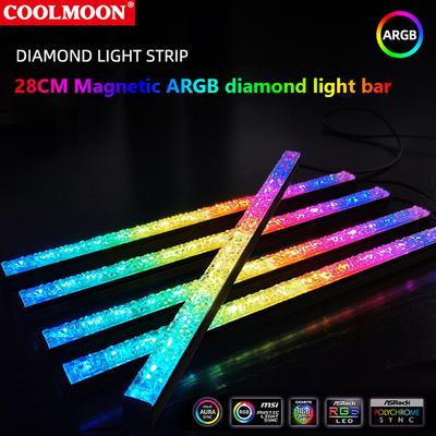 COOLMOON ARGB LED Strip Light 5V 3Pin/Small 4Pin Diamond Magnetic Colorful Atmosphere DIY Lamp Bar for PC Computer Case Chassis