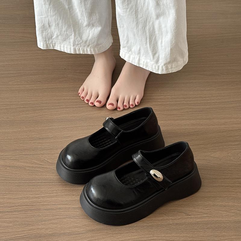 

Xiaoxiangfeng muffin thick-soled round-headed Mary Jane shoes women s 2025 spring new super fire retro college style JK single shoes 40 чёрный