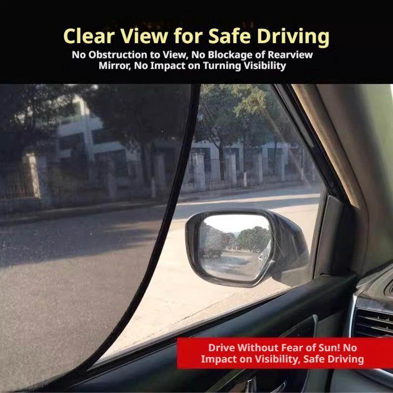 Car Side Window Mesh Sunshade 2Pcs Foldable Auto Sunscreen Curtain Heat Insulation Shade for SUV Sedan