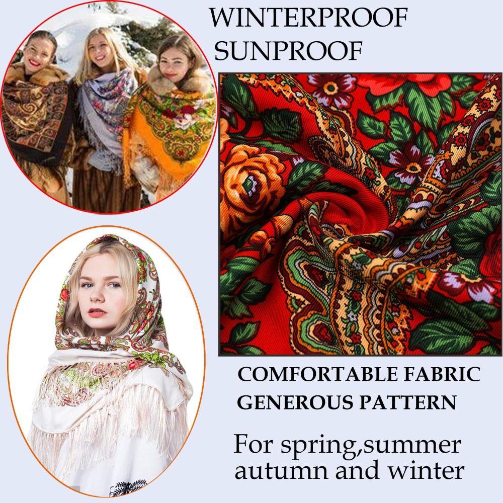 Fringes Russian Style Muffler Scarf Fashion Tassel Shawl Floral Poncho Shawl  Women's Wear