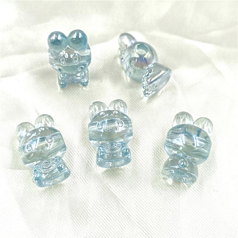 Home Party Supplies Pendant Handmade Materials Dazzle UV Plated Jewelry Accessories Rabbit Loose Beads 5pcs Bracelet Necklace DIY Transparent Fashion