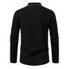 Men's Lace-Up Stand Collar Long Sleeve Shirt Casual Retro Top for Men Spring Autumn Fashion Multi-Color Male Blouse