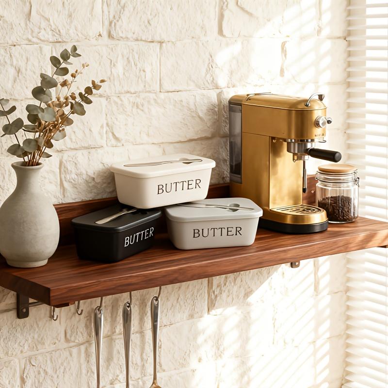 Butter Container Box with Knife Simple Restaurant Sealed Storage Box Cheese Box with Knife Butter Slicer Butter Dish Tableware